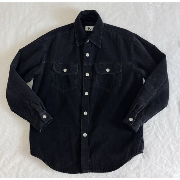 VTG 90s Calvin Klein Jeans CK Men Size S Black Corduroy Jacket Quilted Interior - Picture 1 of 10